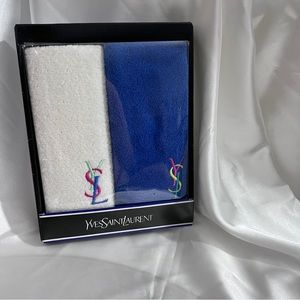 Vintage Yves Saint Laurent Towel,Blue/White
